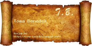 Toma Benedek névjegykártya